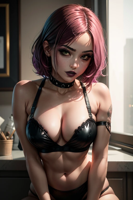 Rogue mais elle est habillée avec une lingerie rose gothique 