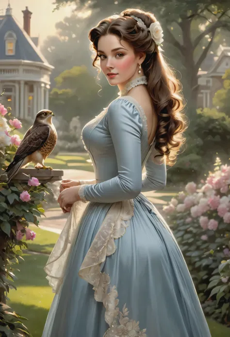 a beautiful aristocratic woman with large and elegant, hawk nose, who personifies old-fashioned class, sophistication, elegance ...