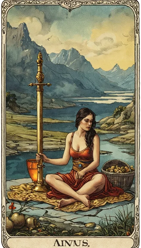 4 of swords, tarot card, tartarian style, very realistic, 1. **four of swords tarot card meaning**:
   - represents a moment to ...