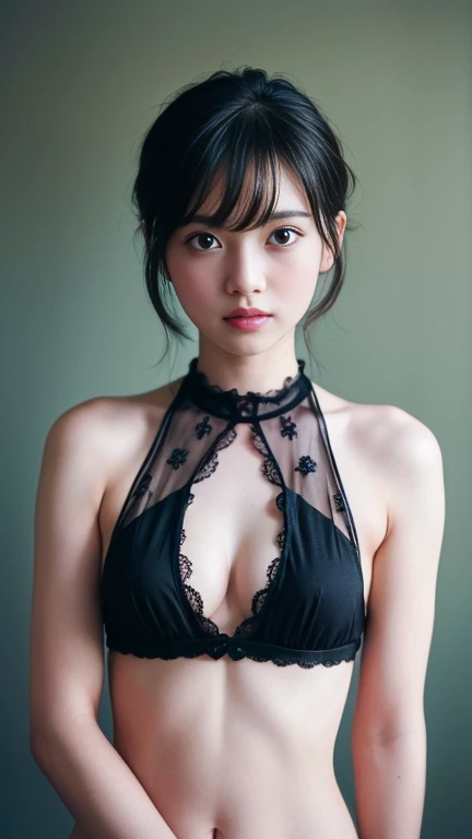 Browsing Caution:0.6、Black Hair、Short hair with bangs、Sleep habits、Girl wearing earphones、Naked see-through baby doll、((Small breasts))、(((He looks at me and smiles mischievously.)))、A 19-year-old with a model figure、Vibrant、((Shaved))、Pale pink nipples are visible、((Clothes are disheveled))、((lack of sleep))、Baby doll is see-through、Correct number of limbs、((Delicate painting))，(Detailed RAW photos of girls), (The pieces fly:1.25), (Highest quality:1.6), (Ultra-high resolution:1.5), (that&#39;Photorealistic:1.75), 8k resolution,:1.6),  Canon EOS R5, 50mm, Confused, Very detailed,Cinema Lighting、