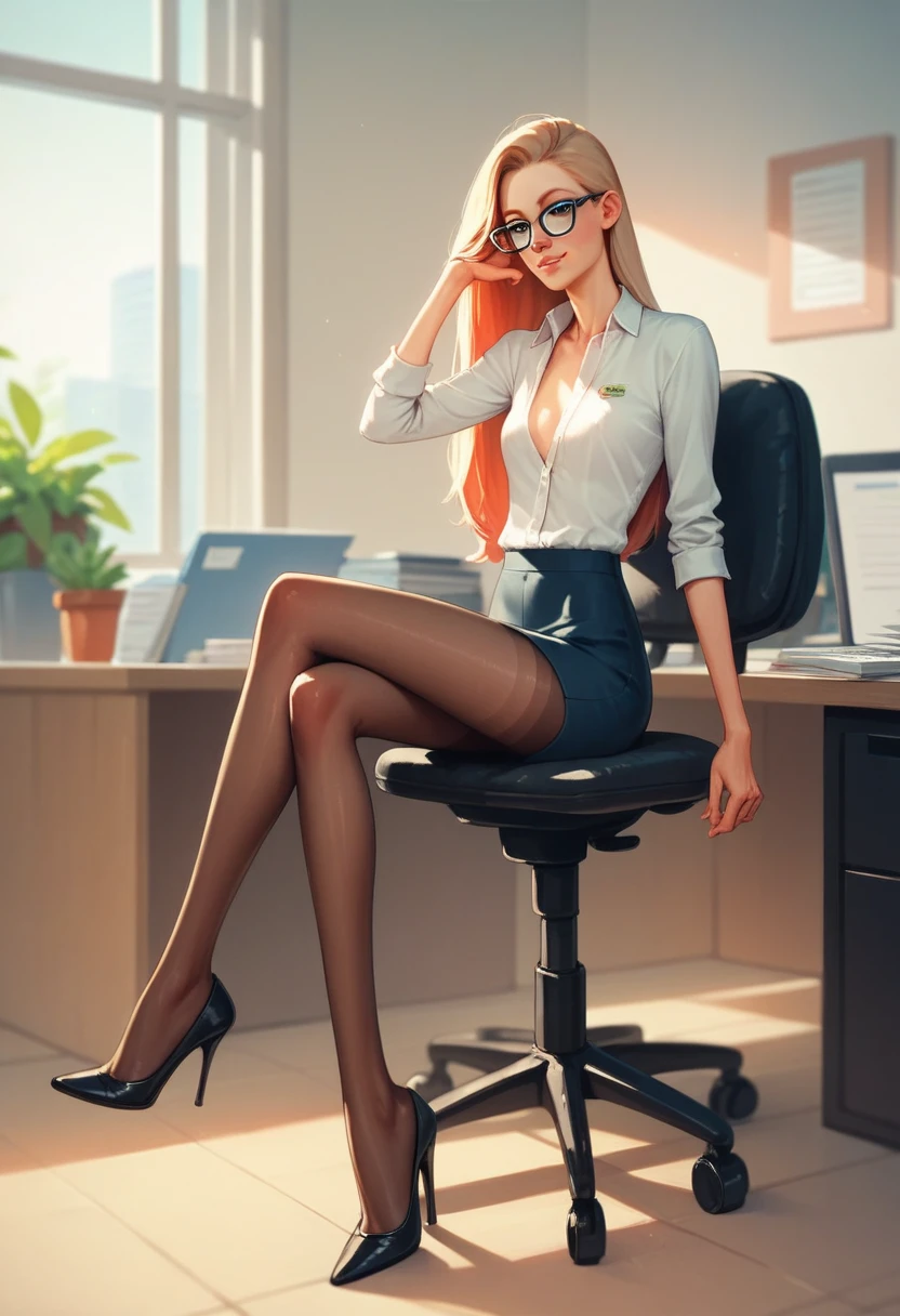 Skinny Skinny Goddess. anorexia. Thin very very very thin bony legs, unrealistically long legs in tights with heels. sits in the office. Highest quality