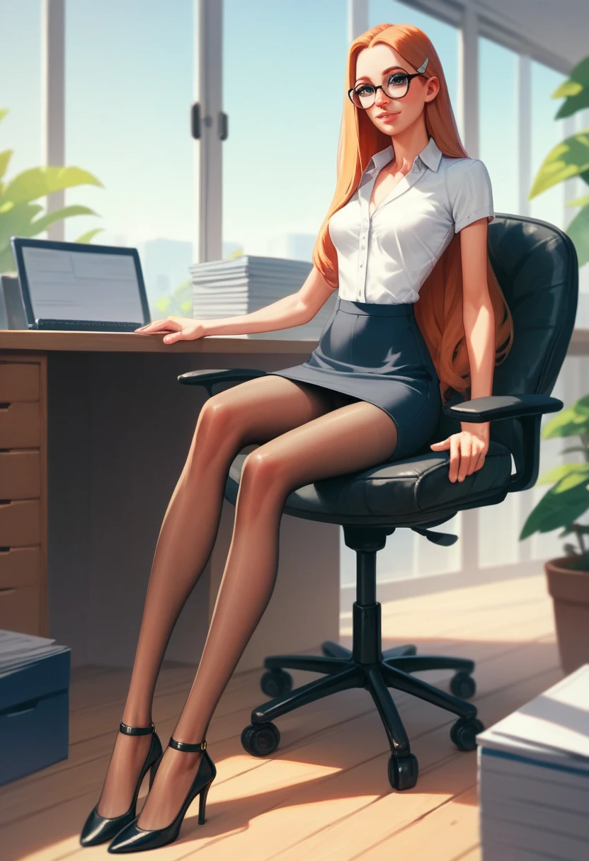 Skinny Skinny Goddess. anorexia. Thin very very very thin bony legs, unrealistically long legs in tights with heels. sits in the office. Highest quality