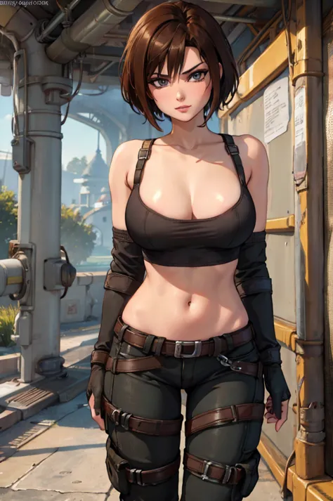 trishka novak - bulletstorm, erotic, porn, hentai, sexy girl with short brown hair, nude tits, dirty pants