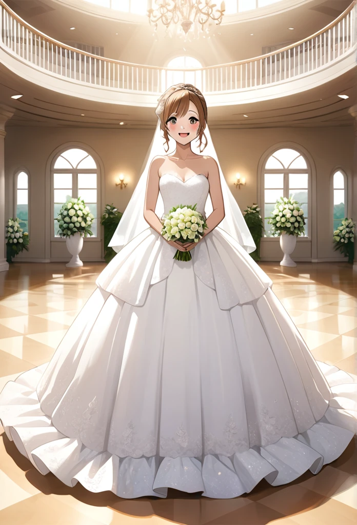 Ultra-realism、One Girl, Hanamaru Kunikida、(tears)、happy、whole body、Wedding dress、Background Wedding Venue