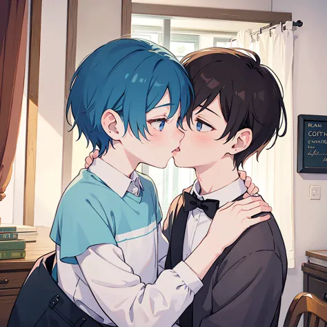 two boy, a kissing