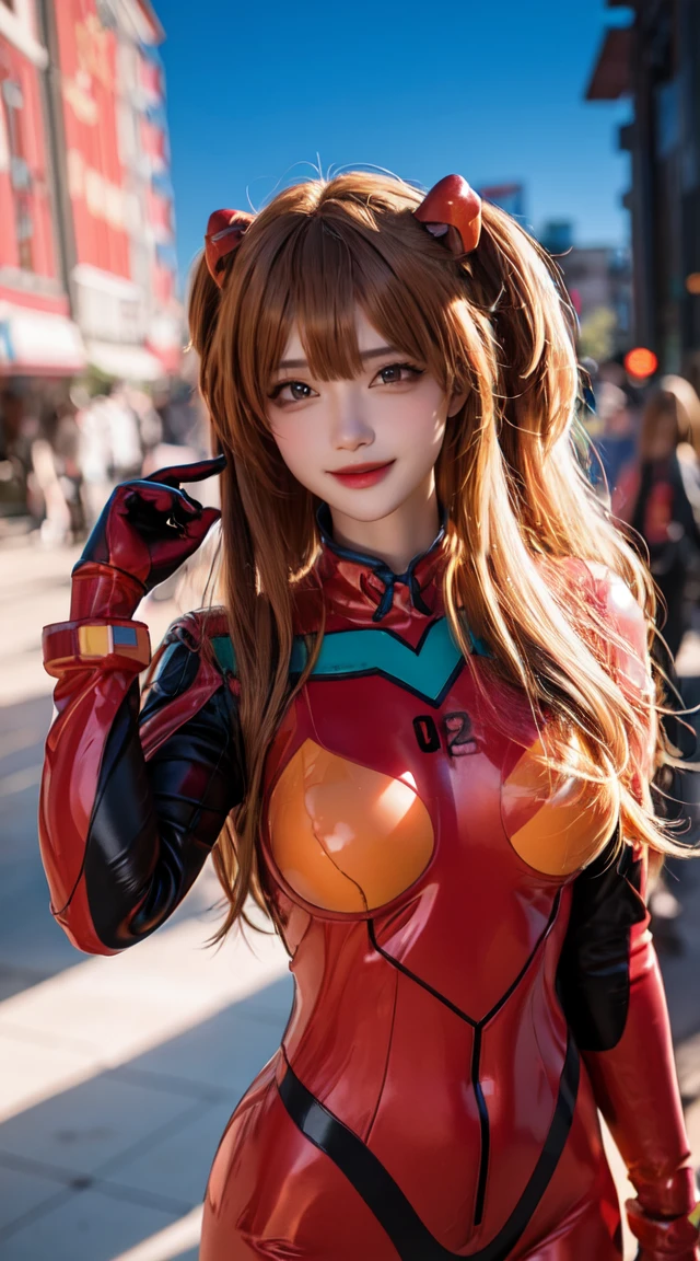 One girl, Beautiful Face, asuka Cosplay costume, Cosplay, Plug Suit, Bodysuits, hair ornaments,