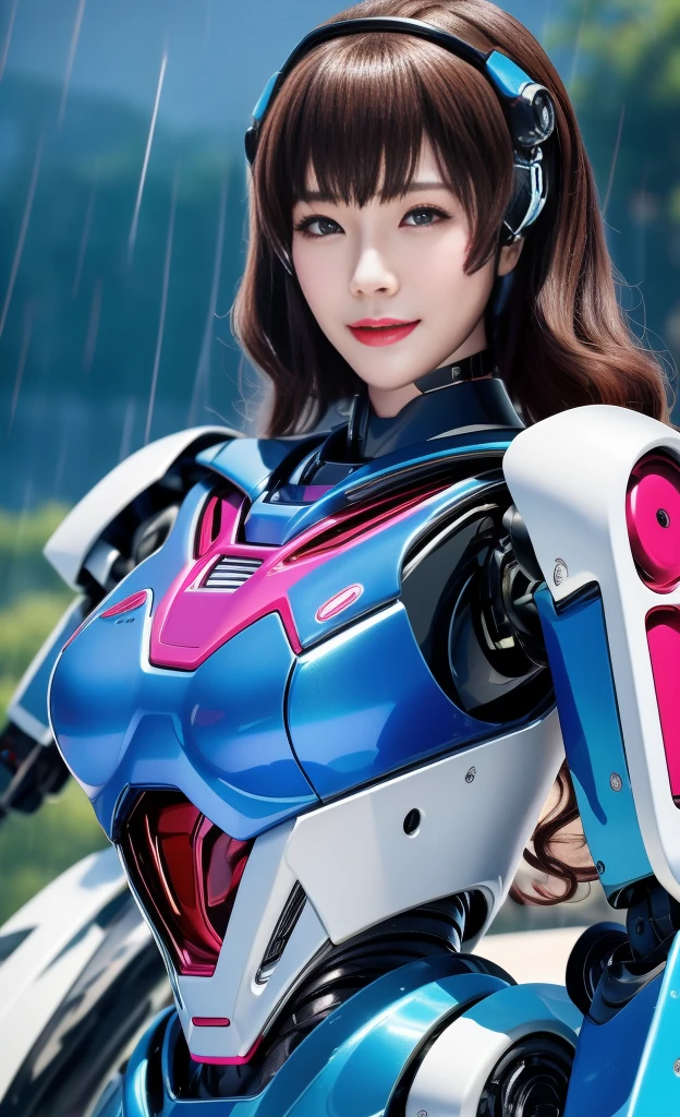 actual,photoactual,masterpiece,best quality,1 female robot，Beautiful female robot),looking at the audience,{{masterpiece}},Flat 胸部best quality},alone,beautiful clear face(Rain waves_haneame：1.5)