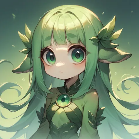 costume, long hair, girl, big eyes, green mountains and green water,