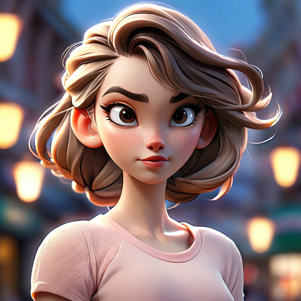 best quality, photorealistic, 1girl, woman,(skindentation), medium breast, (bright), (professional lighting, bokeh), (street), people, crowds, braided bangs, (blouse:1.5), (portait:0.8), gorgeous, bloom, floating hair, (dynamic pose:0.6) , soft lighting, 