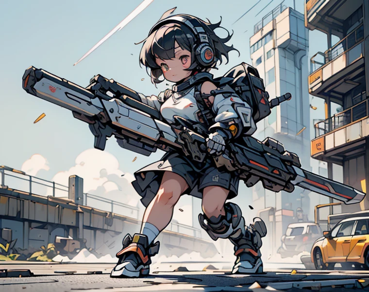 (Top quality, ultra-high resolution, ultra-high definition, historical masterpiece) (High-definition CG illustration: 1.2) One mechanized soldier girl fighting something (((Like the picture, a short, cute girl))) (Mini, short, short, petite) (Younger, younger, lowering the apparent age, becoming younger) (Realistic anime face, anatomically correct eyes, large pupils, large face, beautiful face is preferable) (Perfect white skin) (Shiny skin, oil, wet, sweat, steam,) (Mechanical prosthetic limbs, headphones, jet booster on waist,) (Sword, hammer, gun, shield, any weapon) (Carefully drawn shaved pussy, nipple correction, gigantic breasts, huge breasts) (Combat speed, high-speed combat, low-altitude flight) (Active poses, dynamic angles) Original and effective use of LoRA