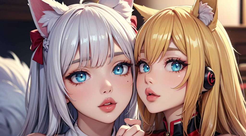 1 beautifull kitsune queen, hands behind, hairs covering ears,blonde hairs, french braid, hair hide ear, hime cut, very long hair, heart-shaped pupils, animal ears,european face, fox ears,"long orange fox ears with black tips", covering ears, kemonomimi mode,tail emanating(9 tails fox),huge tits, large hips,((fully clothed)),miku clothes, no nsfw, high detail, depth of field, masterpiece, anatomically correct, high quality, award winning,(masterpiece, best quality),sunny,((extremely detailed background)), traditional temple, facing viewer,action pose,Beautiful Finger,Beautiful long legs,Beautiful body,Beautiful Nose, perfect face,(mature:1.1),(milf:1.1),(mature female:1.3),make up,parted lips,(shiny skin:1.3),(perfect female body:1.2),(gorgeous detailed skin),(detailed hair), masterpiece, high quality, highres, absurdres,(beautiful and aesthetic:1.2), beautiful hand, 4k, 8k, perfect balance, detailed aqua eyes, perfect eyes, expressive eyes, looking at viewer, expressionless, ray_tracing,intricate details,depth of field, extremely delicate and beautiful, (Beautiful,), (beautiful_face:1.5)