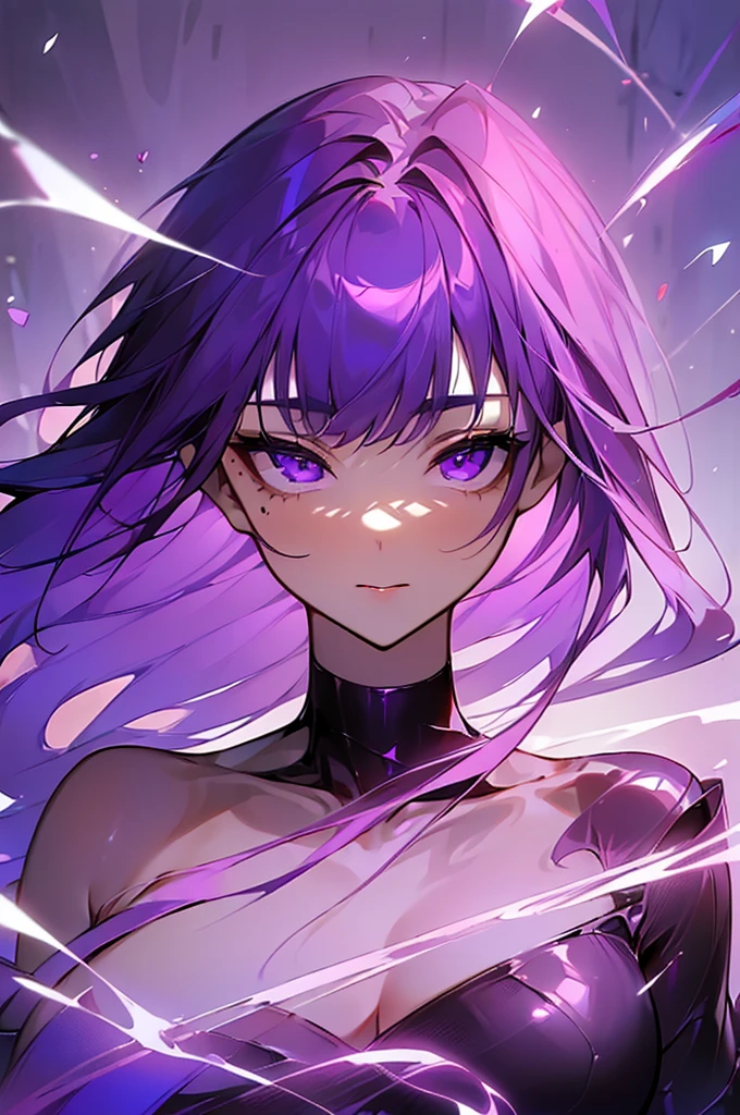 ((masterpiece))、(top-quality)、(detailed, 27 years old)、(1girl) (purple haired. Provocative, partial exposed naked, she's standing seductively in a sexy position. The lens is very low to the ground looking up at her. Background is a highly detailed and highly aesthetic gritty dungeon lair. glossy skin. 4k. Lens is very low to the ground looking up at her. Head to toe portrait.
