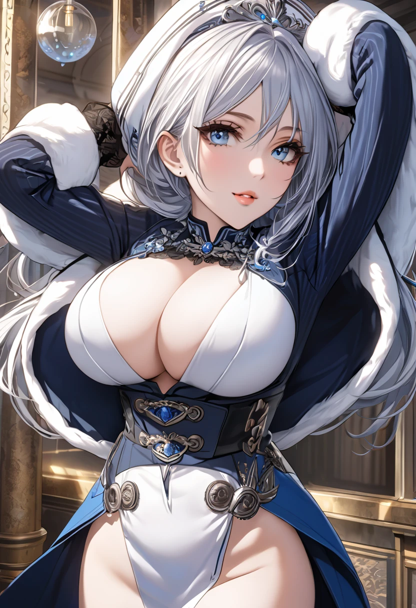 Russian,Big Breasts,Silver Hair,Blue Eyes