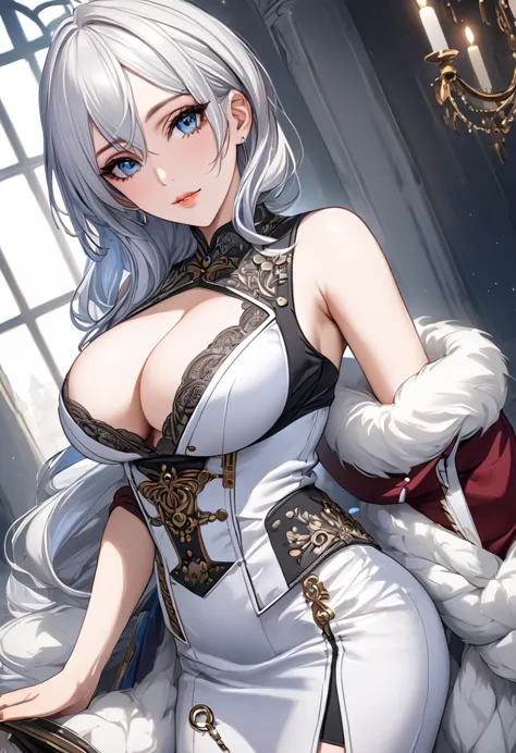 russian,big breasts,silver hair,blue eyes