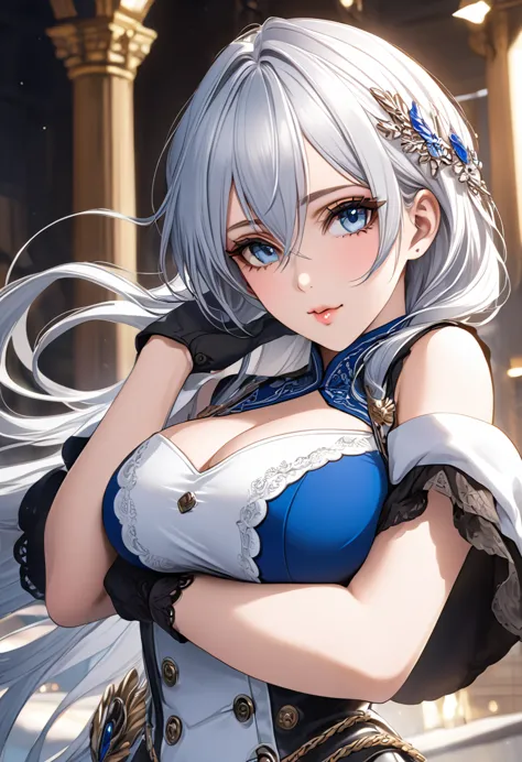 russian,big breasts,silver hair,blue eyes