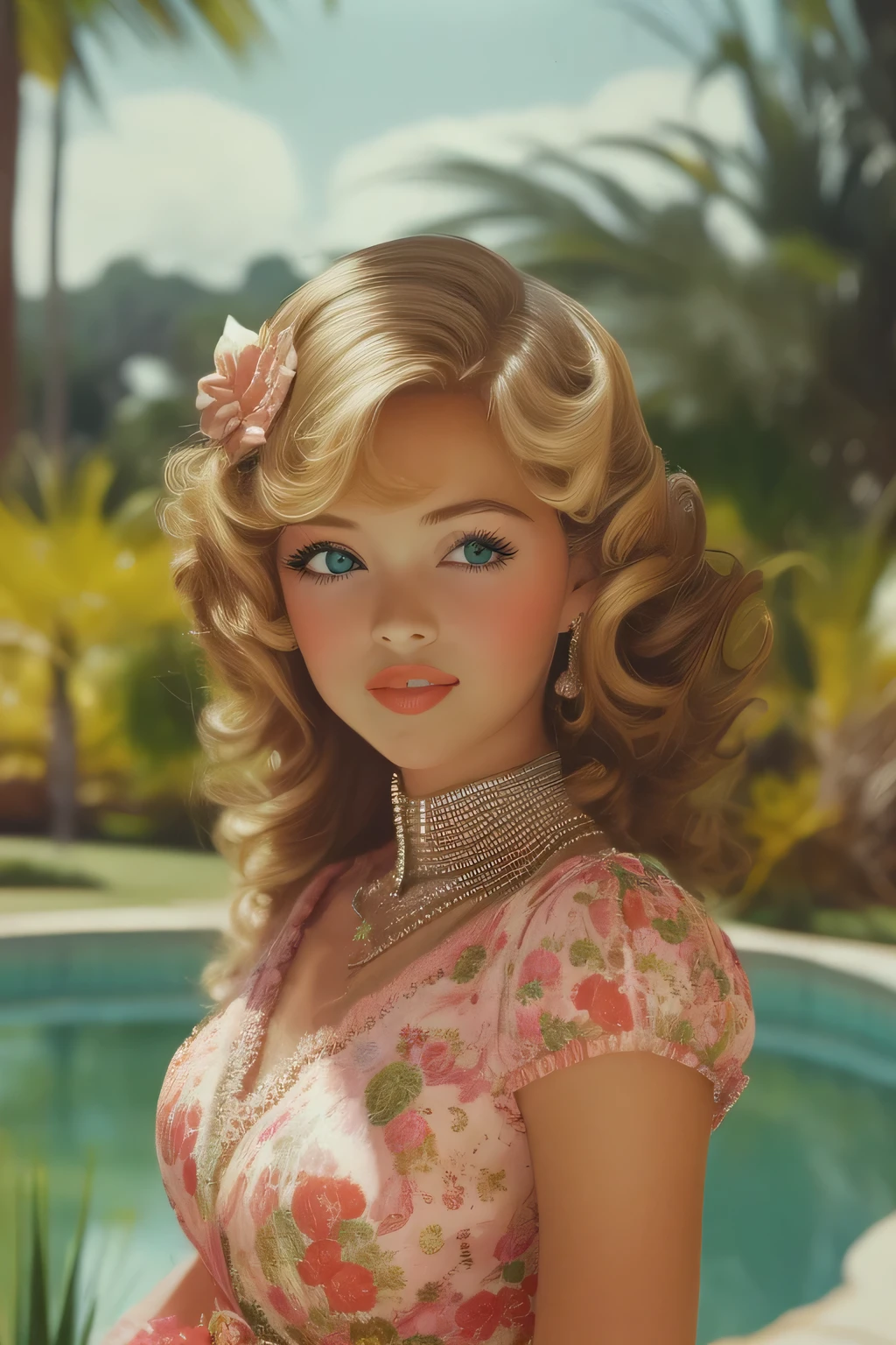 masterpiece,best quality,portrait of idolmaster cinderella girls,style of Slim Aarons,