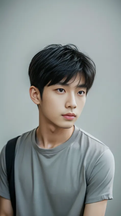 Asian alpha male in gray shirt looking at camera, Shin Jinying, Kim Do-young, Paint Ulzzang, Shen Quanrui, korean men, Shin Jin ...