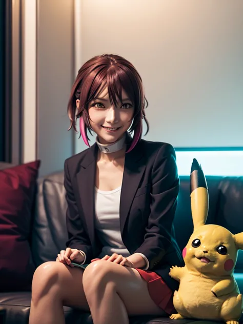 "create an anime-style image featuring pikachu from pokémon sitting beside a character of your choice. the character should be i...