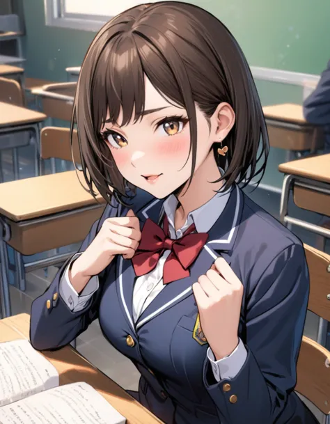 (best quality:1.2), 1girl, School classroom, high school girl