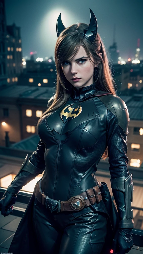 RAW, Best quality, high resolution, Masterpiece: 1.3), Beautiful Barbara Gordon as Batgirl, Masterpiece, Serene expression, Realistic, 1girl, Charming eyes, Pointed ears, Defiant pose, Detailed costume, Nylon bodysuit, Utility belt, Bat emblem, Gargoyles in the background, Rooftop scenario, Dark night, City lights reflecting, Dramatic shadows, Detailed textures, Rain effects, Volumetric lighting, Foggy ambiance, Empty rooftop, Batcar in the distance.

RAW, Best quality, high resolution, Masterpiece: 1.3), Barbara Gordon as Bat