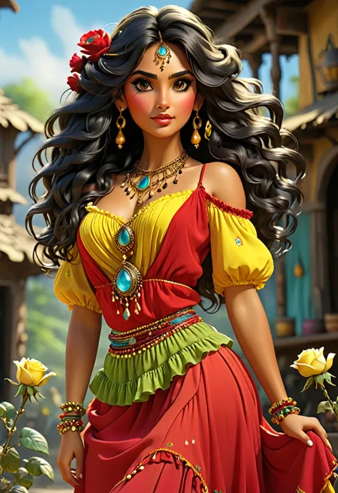 ((Shulamite gypsy )) millions of yellow and red roses , Stands tall and shows off your perfect figure at all times covers your e...