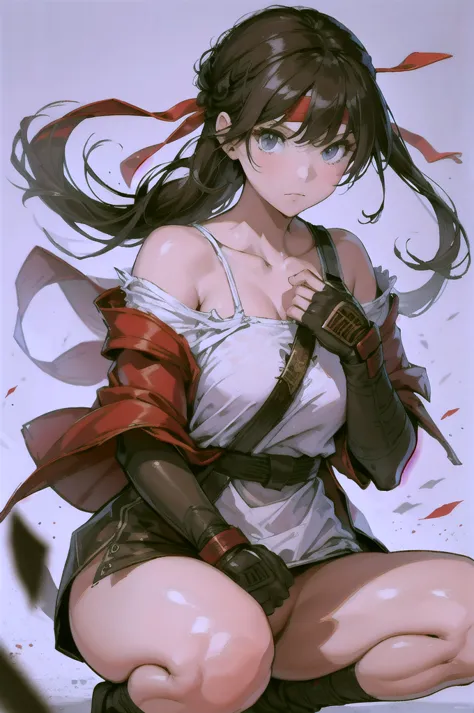 (masterpiece, best quality:1.2), expressive eyes, perfect face, highres, 1girl, solo, ryu \(sf\), (female:1.5), black hair, long...