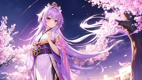 woman　clear　Light purple hair　　kimono　　Anime Style　　The Great Voyage
