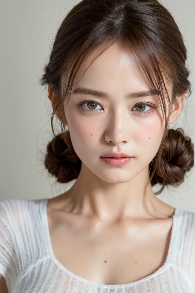 ((Highest quality, 8k, masterpiece :1.3)), One girl, Beautiful woman with slim abdominal muscles :1.3, (Random Hairstyles, Huge breasts :1.2), Casual clothing :1.2, indoor, Highly detailed face, Fine grain, double eyelid、Japanese women