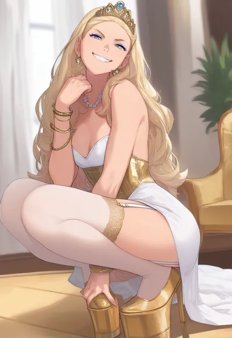 score_9, score_8_up, score_7_up, score_6_up, 1girl, long blonde hair, straight hair, gold tiara, pearl necklace, golden bracelet...