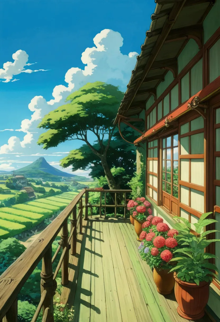 ghibli　veranda countryside　summer