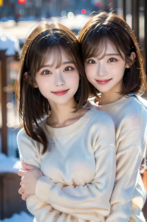 Two beauties,cute,2 girls,winter,face,Great Joy,blouse