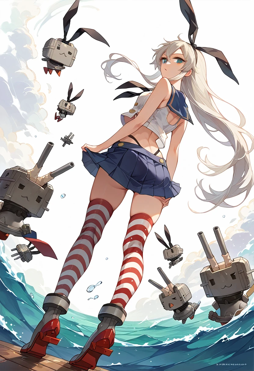 score_9, score_8_up, score_7_up, score_6_up, source_anime, 1girl, (dynamic angle), (perfect image), 8k wallpaper, most detailed, Complex, delicate background, offical art,shimakaze(kancolle),back flip