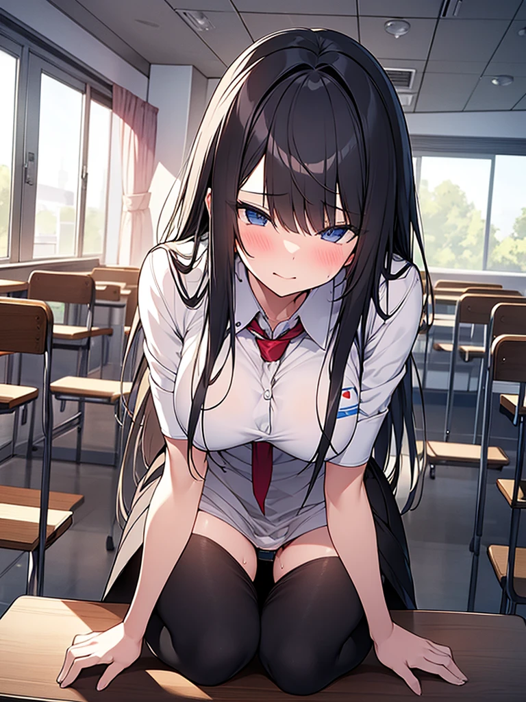 NSFW:1.9. Sex from behind in an empty student council room:1.9. Nobody is there, or a tall woman:1.9 Penis inserted into pussy:1.I&#39;m lying face down on the 9th page:1.9 Tall, well-built, adult woman, bottom view, white summer sailor uniform, navy blue skirt, short black hair, ponytail:1.9 Long hair Straight hair Hair tie Swept bangs to the side:1.9. Slanted eyes, brown eyes, tall, strong-willed, beautiful, large breasts, white underwear