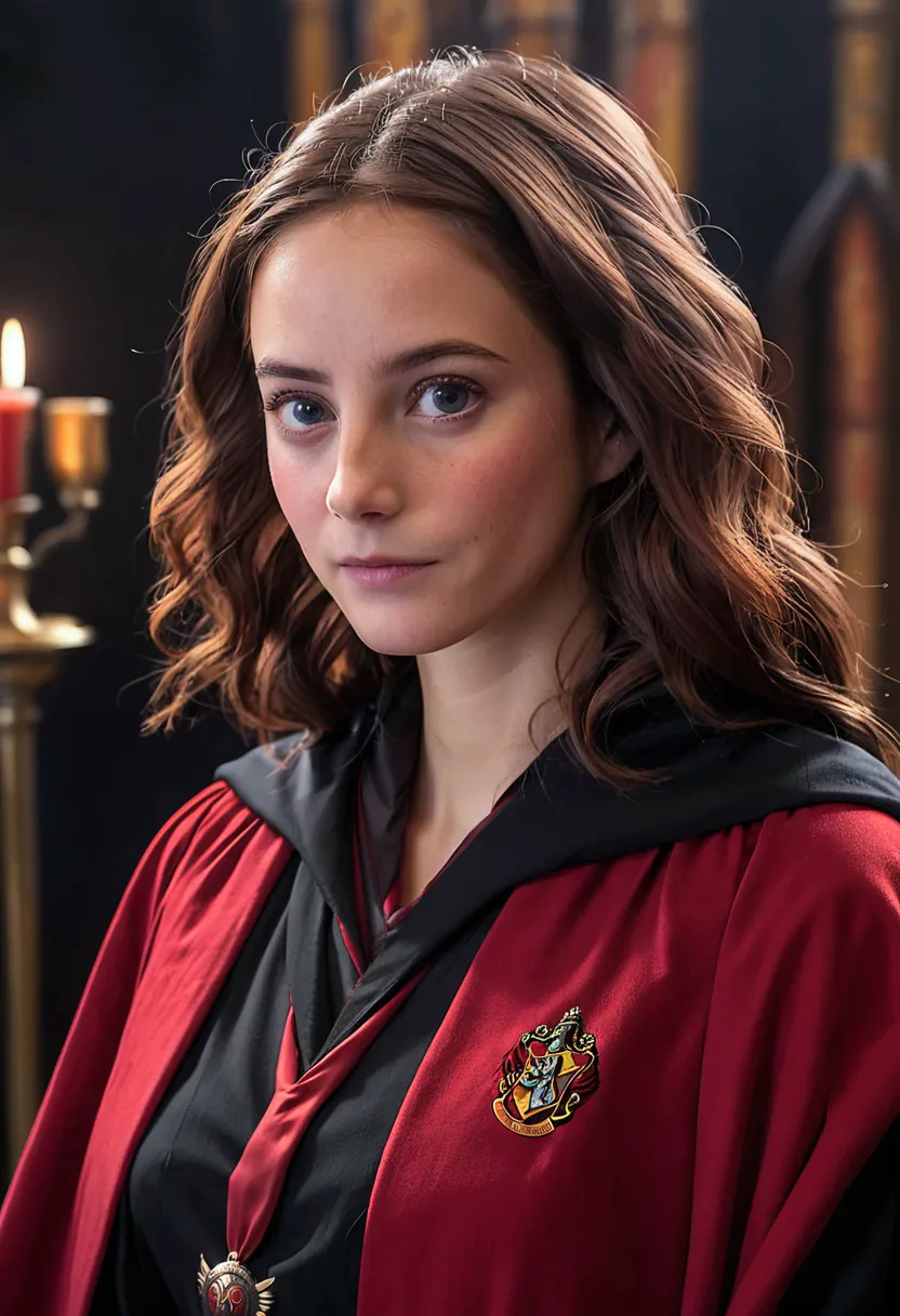 arad woman in harry potter robes(((medium close-up))),1girl in,8k, raw photography, top-quality, ​masterpiece, realisitic,robes,...