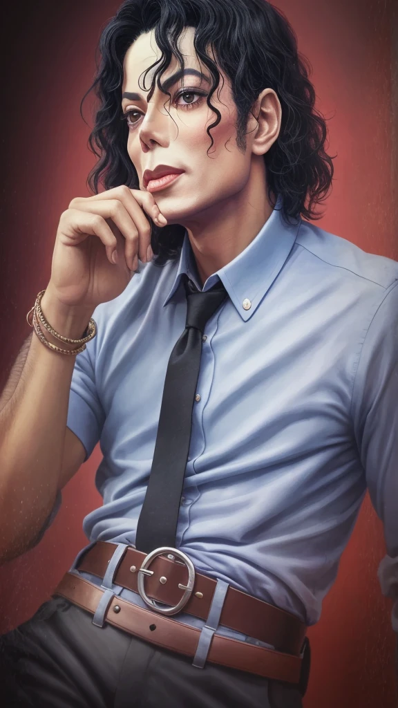 Michael jackson, Styling images, High quality UHD, Realistic style, Photo Style, Camera AR7 -- Size 1:1. --auto --s2 smile, Open your mouth, Anatomically correct, Highest quality, accurate, masterpiece, Ukiyo-e, 