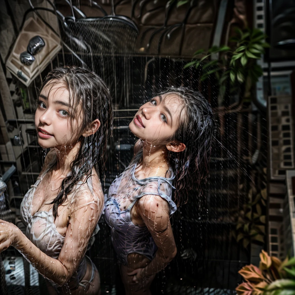 NSFW, (Instantané de 3 filles s&#39;amusant dans une salle de douche ouverte au bord de la piscine, S&#39;embrasser face à face), {BraiD hair|Avec une frange}, (maillots de bain scolaires), the boDy is covereD with juice, White LiquiDSoap, transpiration, être en sueur, Peau de perle mouillée, ((maillot de bain mouillé)), éclairage parfait, concentration claire, (bokeh:1.4), RounDly butts, { (eau de douche:1.6) | (Gigantic  Overflowing siDeboob) | Crack des fesses | (d&#39;en haut:1.4) }, hiDDen hanDs BREAK (Les filles NOGIZAKA)  ((Extremely DetaileD very KAWAII face variations)), Anatomie parfaite, ChilDish, regard captivant, elaborate DetaileD Eyes with (reflets étincelants:1.2), long cils、Glossy RED Lips with beautiful Details, Langue coquette, joues roses . { (Expressions joyeuses dynamiques) | (:D) }, (non de grands yeux) . (Fermer:1.28), Focus sur le cul (plein d&#39;eau, Everything WetteD:1.6) (Particules d&#39;eau étoilées)