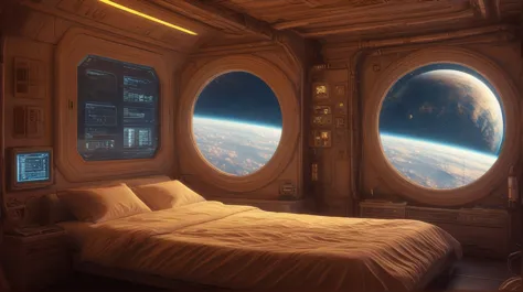 anche space room, scenery, no humans, bed, sf