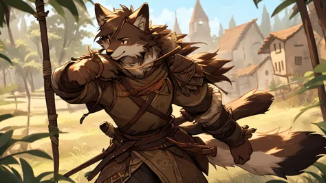 (very detailed illustration: 1.2), best quality, masterpiece, solo, natural lighting, An young anthro wolf with dark brown fur, ...