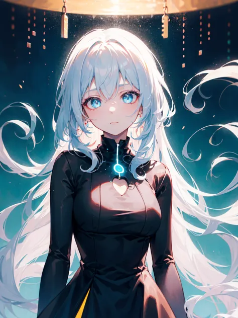 ((masterpiece)), (best quality), (detailed), (1girl), (inner data stream) light blue gradient hair, light blue glowing eyes, str...