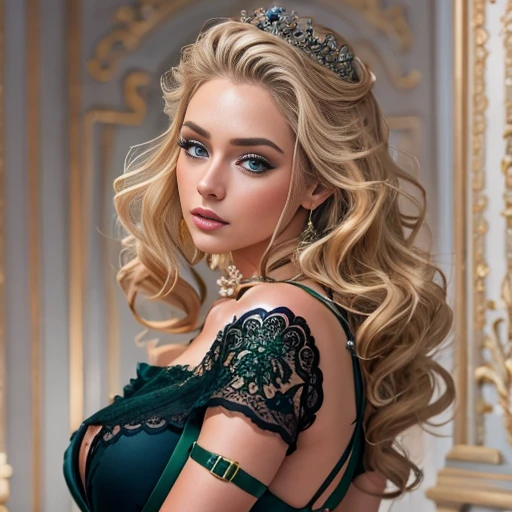 (best quality, masterpiece) She was dressed elegantly for their date, donning a sleek navy blue midi dress that accentuated her slender frame. Her blonde locks fell in soft waves, framing her radiant face and accentuating her captivating green eyes.