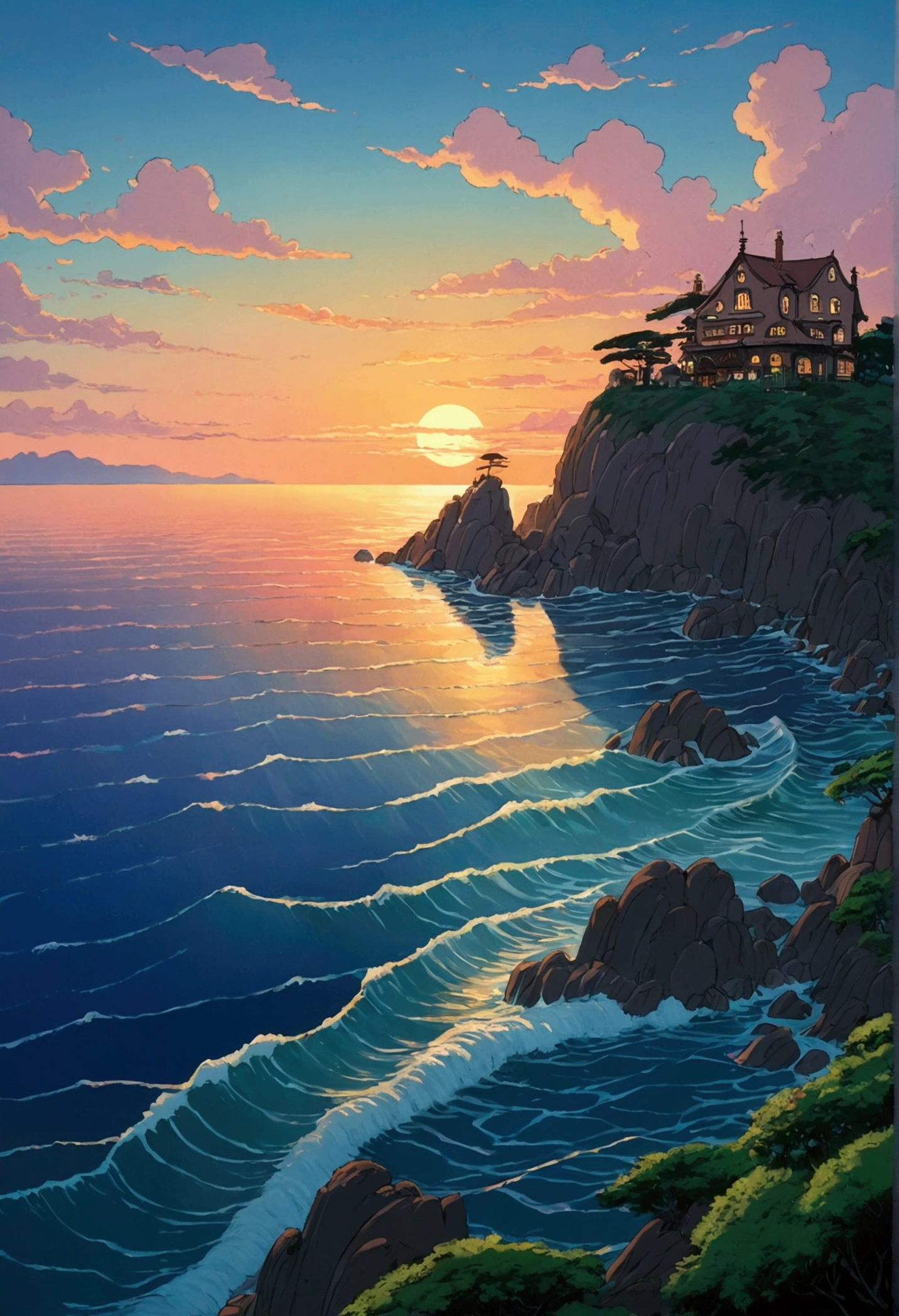 Ghibli　sea at dusk