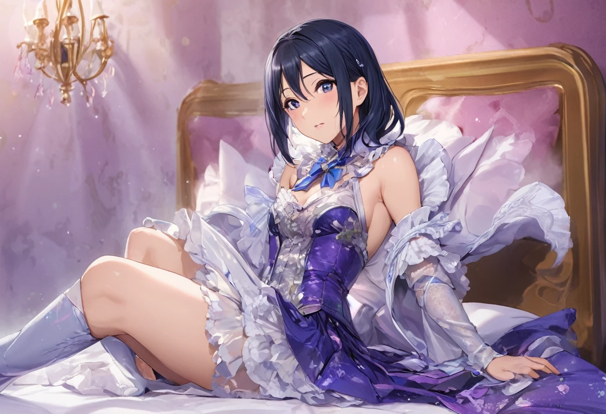 Love Live adult Kanan Matsuura, masterpiece, highest quality, gloss, fantastic background, attire randum, desire