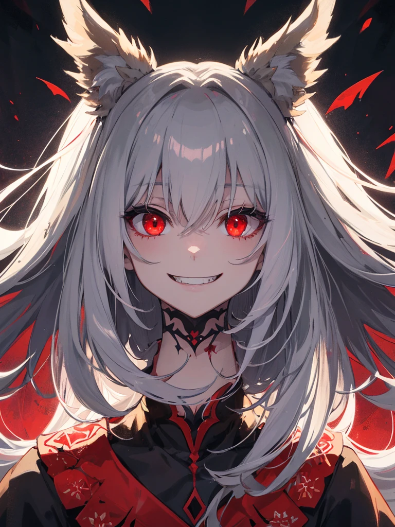 anime girl con Bright red eyes and a scary face, 邪悪なsmile y ojos brillantes, with Bright red eyes, con Bright red eyes, With bright eyes, Red eyesが輝いている, Portrait Gapmoe Yandere Grimdark, Bright eyes and mouth, Gap Moe Yandere Grimdark, 邪悪なsmile, 明るくShinedevilの目, Bright red eyes, Anime Monster Girl　, score_9, score_8_superior, score_7_superior, score_6_superior,Insanity,score_9,Insanity,score_9,One girl,alone,Long Hair,View your viewers,smile,Red eyes,Gray Hair,teeth,Grin,Blood,Shine,Shine eyes,skull, (Highest quality,4K,High resolution,masterpiece:1.2),Very detailed,(masterpiece: 1.2, Highest quality),Long black hair, (Best lighting, とても繊細でbeautiful), (Best lighting, とても繊細でbeautiful), (Beautifully detailed face), (Eyes and face with attention to detail: 1.2), , Dynamic Lighting, edgClussy_Female exe, Exe, teeth, Horror (theme), Red eyes, smile, sharp teeth, Shine, dark, Blood, tongue, Grin, Shine eyes, evil smile,Dark fantasy, (Young girl, Little Beast, One Girl, alone, クレイジーなsmile, Pale skin, ((Big tattoos all over the body)), Gray Hair, Red glowing eyes, Dynamic Angle, 吸Blood鬼), ( Get a 吸Blood鬼 castle in the background), (Red Moon, Red Sky), pointed_ear, teeth, devil&#39;wing, devil horns, 顔にBloodがついていた., Bloodの雨, Bloodの霧, (Written boundary depth), High Contrast, (Bloodしぶき: 1.4), Cowboy Shot, whole body,,Spooky altar background,Dark fantasy,Red color scheme,Ominous atmosphere,Eye-catching,Storytelling,anatomy,Anime Style,Concept Art,beautiful細部までこだわった顔と (((Red eyes ))),A terrifying ritual ,devilの儀式,Premature death,Misconduct,クレイジーなsmile,Scythe Face,Girl Monster, beautiful, Delicate facial features, Sharp Eye, Sharp Fangs, Pale skin, Thick chain, dark背景, Cinema Lighting, Dramatic Shadows, Gothic style, Gloomy atmosphere, Dark fantasy, One Girl, , Please open your mouth wide, 口を開けてteethをむき出しにする,獣のような鋭いteeth, Wide lips, very wide mouth, Vermilion cheeks, ,(Bloodしぶき:1.4),怖いsmile, smile,Fallen angel design, ねじれたsmile、Bloodまみれの、頭からの出Blood,,、Bloodしぶき、,(Bloodしぶき:1.4),Crossbones, skull,Horrorスタイル, ((Fantasy Fallen Angel Costume)), ((Flowing black hair)), ,(Bloodしぶき:1.4),Female curves, Sexy flat stomach, Perfect hands, Perfect anime face, ((White Lolita Dress)), Are standing, ((邪悪なsmile)), ,(Bloodしぶき:1.4), Steam circulates, Moonlight Illumination, night lighting, disaster々新しいdevilの角,,(Bloodしぶき:1.6),アニメFallen angel design, ねじれたsmile、Bloodまみれの、頭からの出Blood,,、Bloodしぶき、,(Bloodしぶき:1.4),Crossbones, skull,Gothic architecture、Western architecture、Fantasy World、,Victorian cities, Skeleton Gas Light,