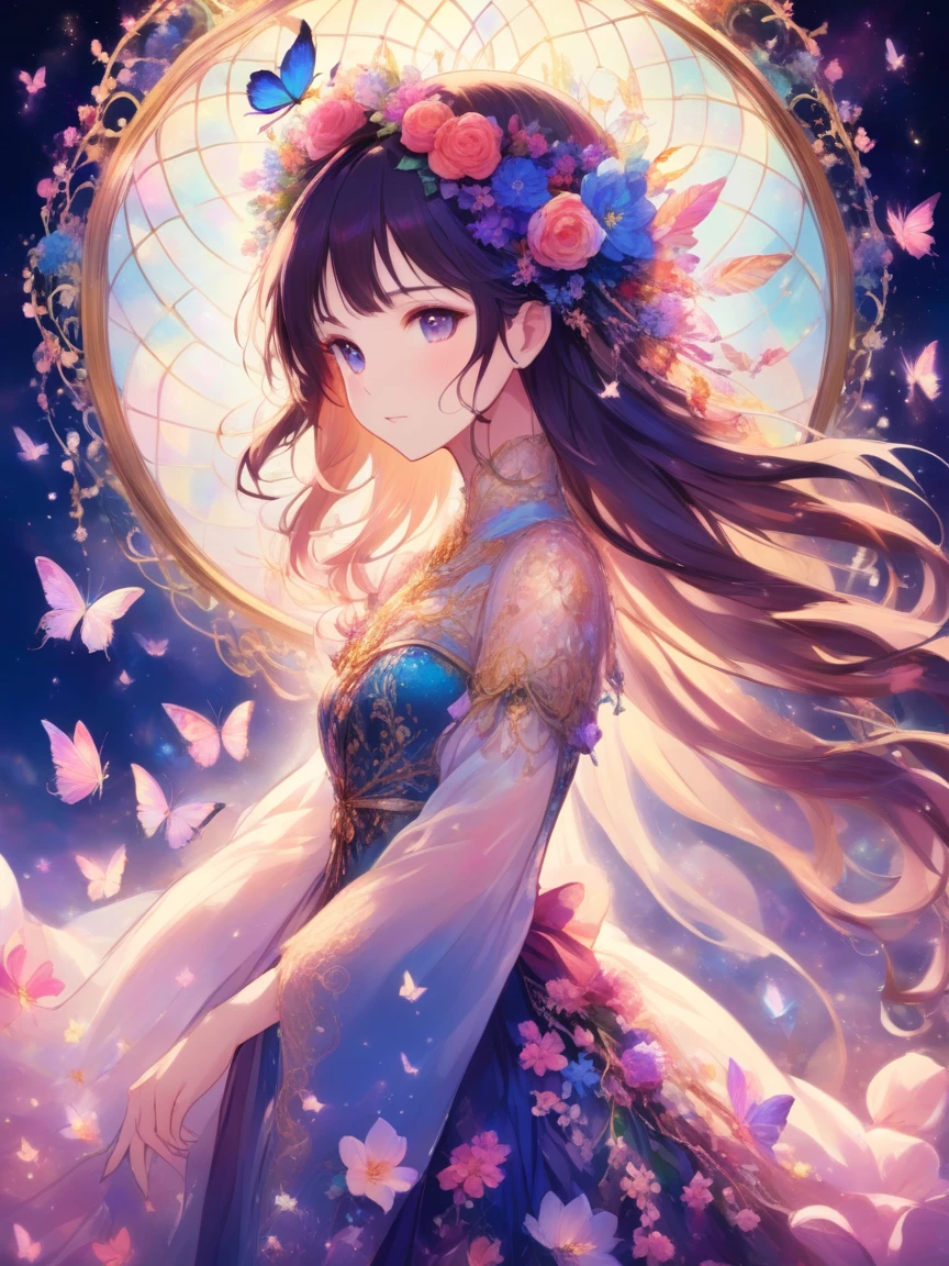 花のドレスを着たdream-like美しい女性 . Surreal, ether, dream-like, mysterious, Fantasy, Very detailed