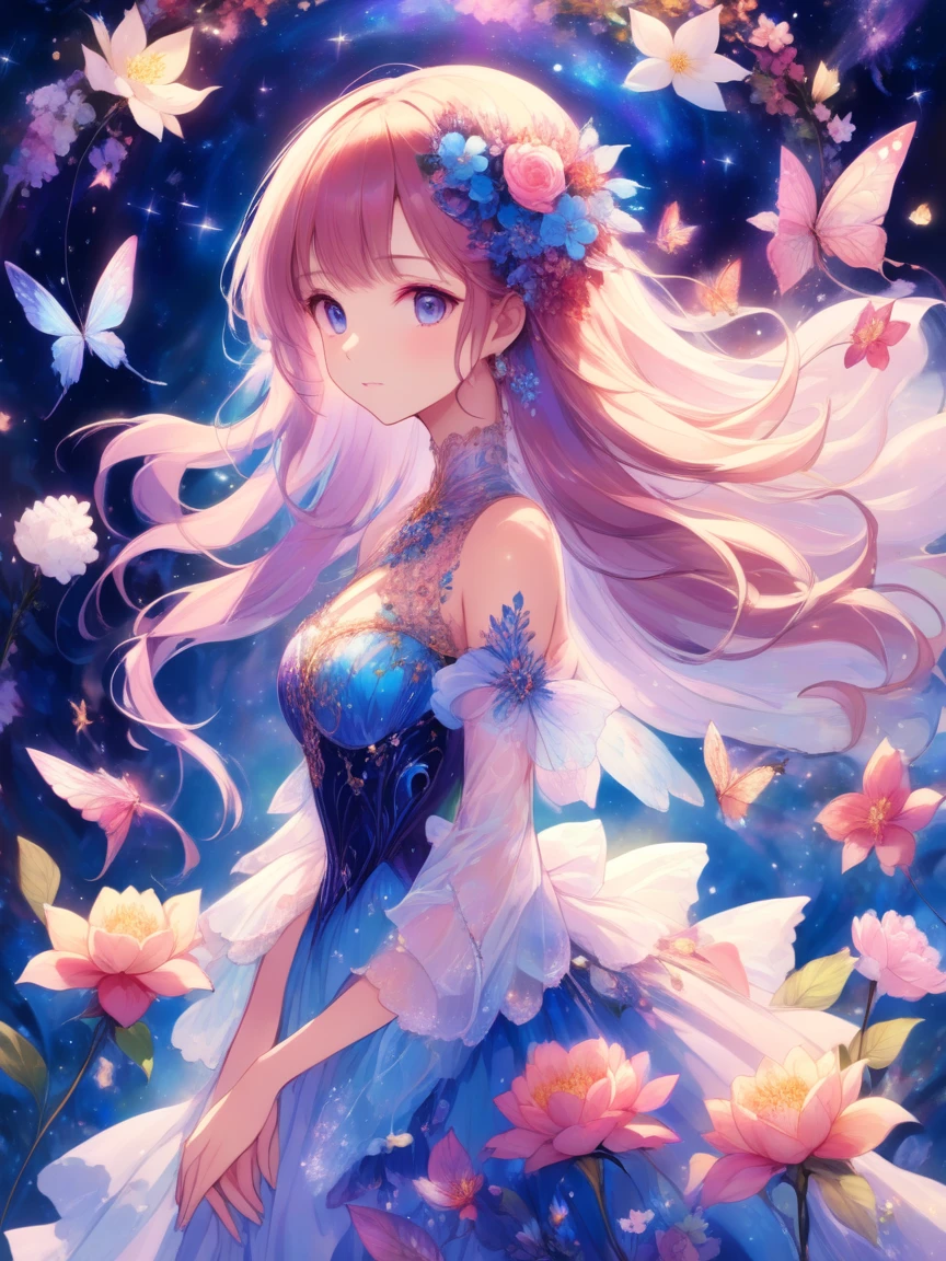 花のドレスを着たdream-like美しい女性 . Surreal, ether, dream-like, mysterious, Fantasy, Very detailed