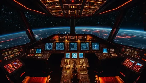 (masterpiece),(highest quality), highres, (extremely detailed), (best lighting) view from drivers seat, spaceship cockpit, space...