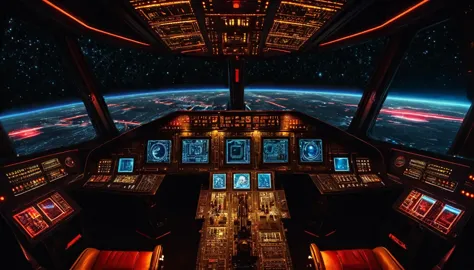 (masterpiece),(highest quality), highres, (extremely detailed), (best lighting) view from drivers seat, spaceship cockpit, space...