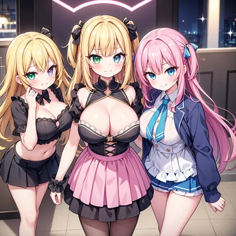 3 girls must have pantyhose :

Veronica was 5'0" with A-cup breasts, long pink hair, and heterochromia with yellow and blue eyes...