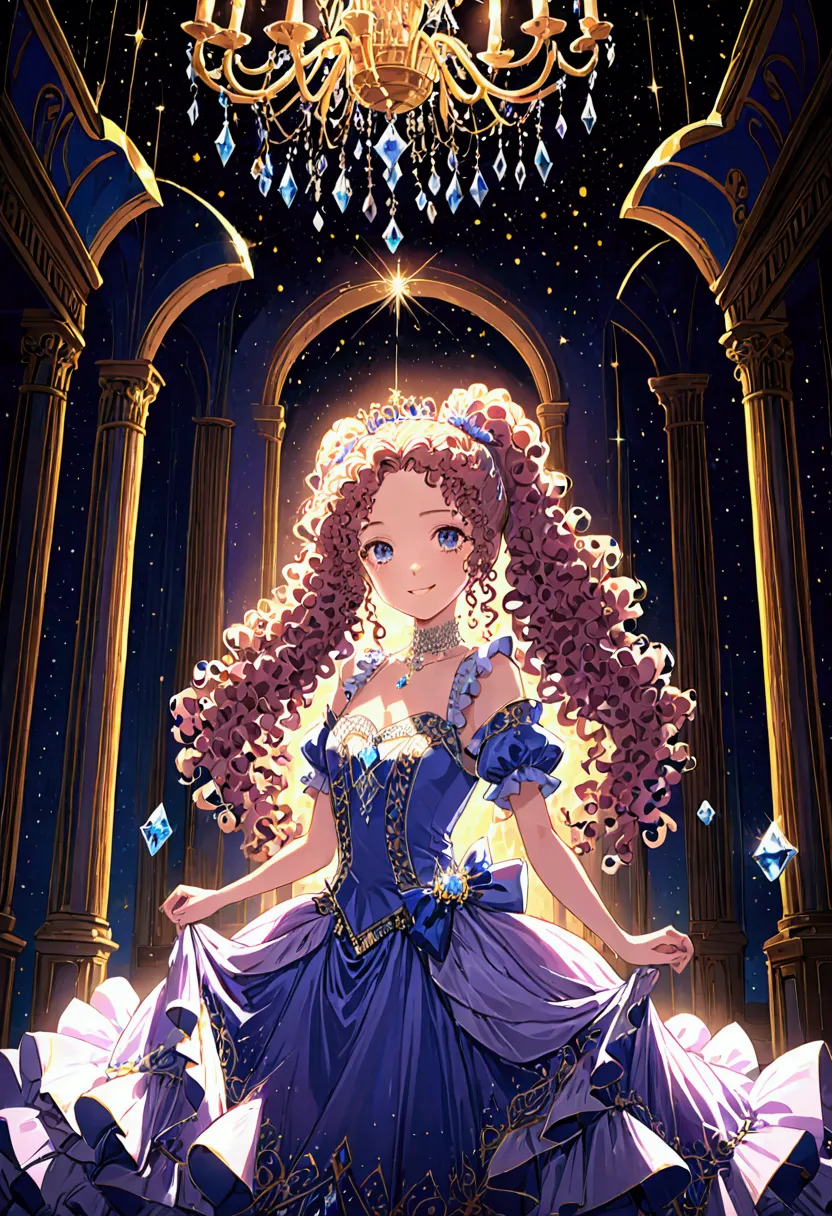 Dramatic composition, Court-style dress, Royal, nice, カスケードFrills, Frills, bow, Crystal Chandelier, Roman Curly Hairstyles, to p...