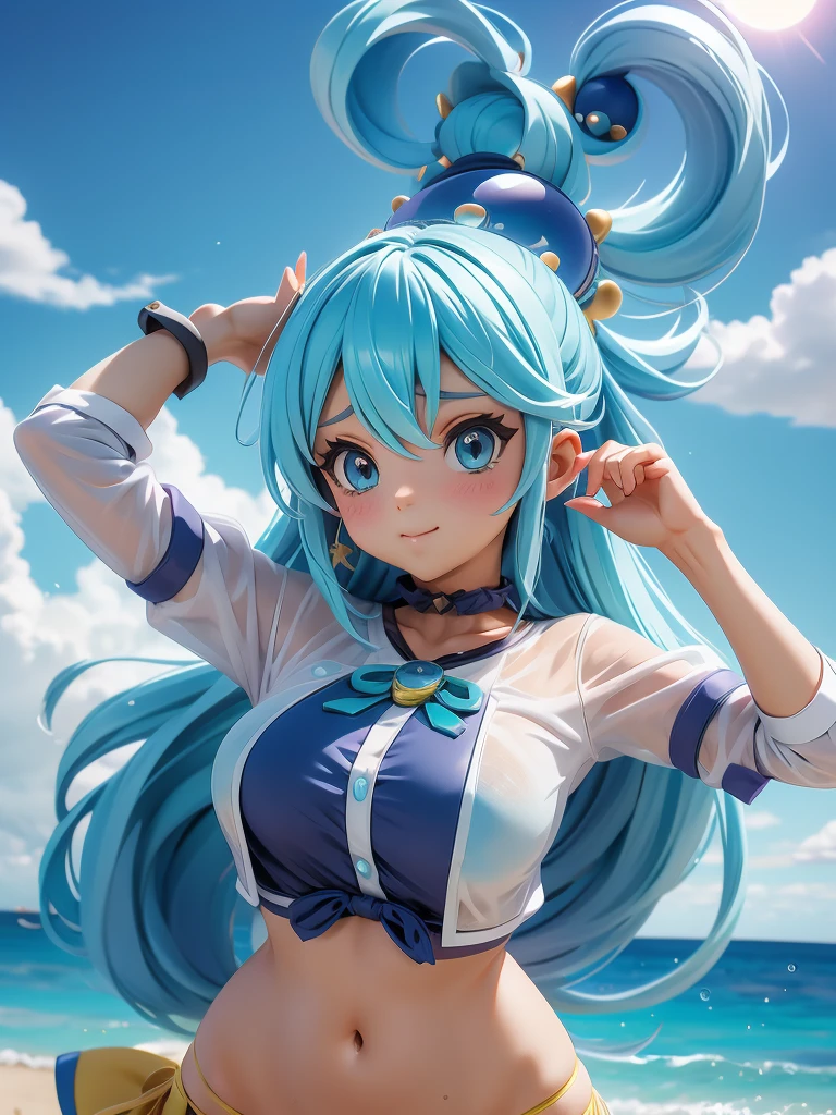 Aqua konosuba, Bragas camiseras，Quédate con la carne，disturbio，obra maestra，8K，y el sol brillaba intensamente，pose sexy